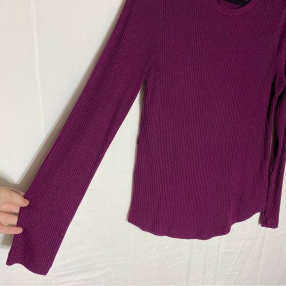 Old Navy Burgundy Winter Wine Plush Ribbed Long Sleeve Crew Neck Tee L - Picture 9 of 15